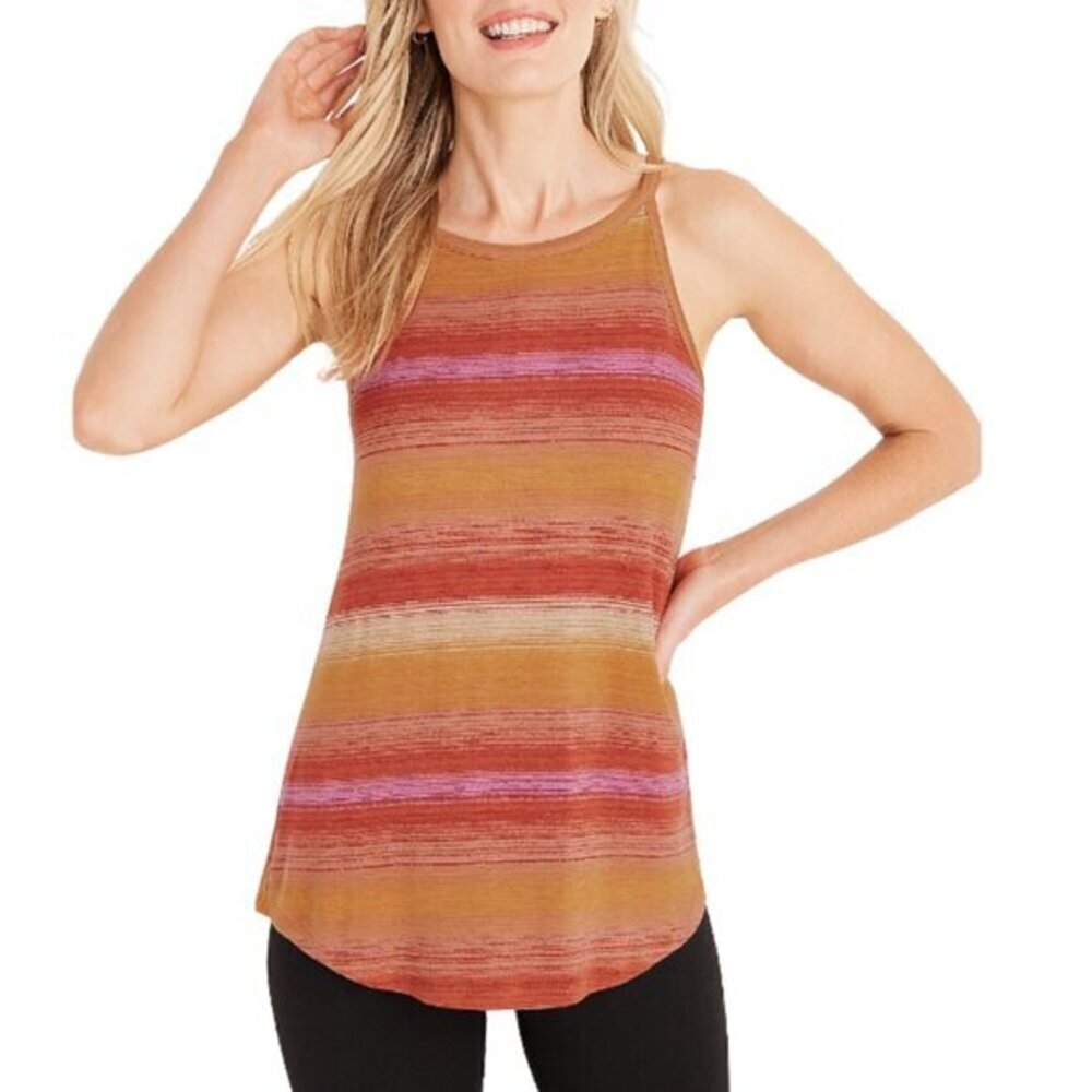 24/7 Small Women's Sunset Striped Orange Red Pink Tank Top Maurices